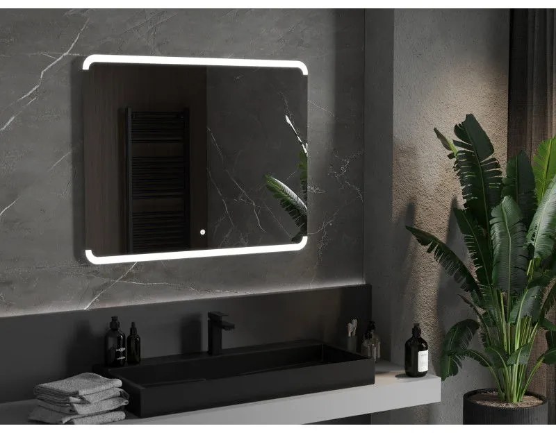 Mexen Nida, LED kúpeľňové zrkadlo s podsvietením 100x80 cm, 6000K, ochrana proti zahmlievaniu, 9806-100-080-611-00