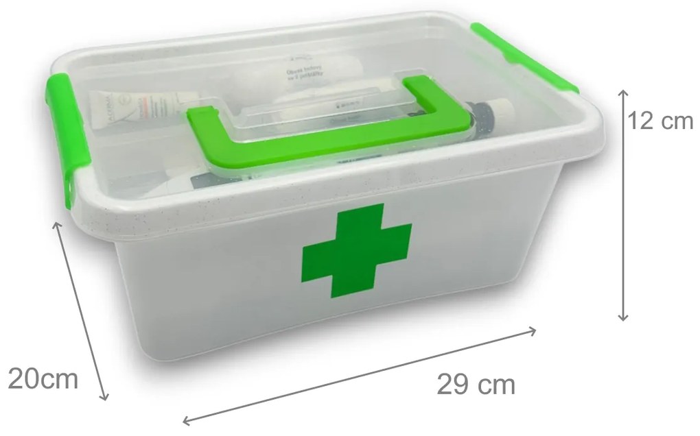 Lekárnička, úložný box na lieky s vnoreným organizérom, 2v1, s rúčkou, antibakteriálna, 4.5l
