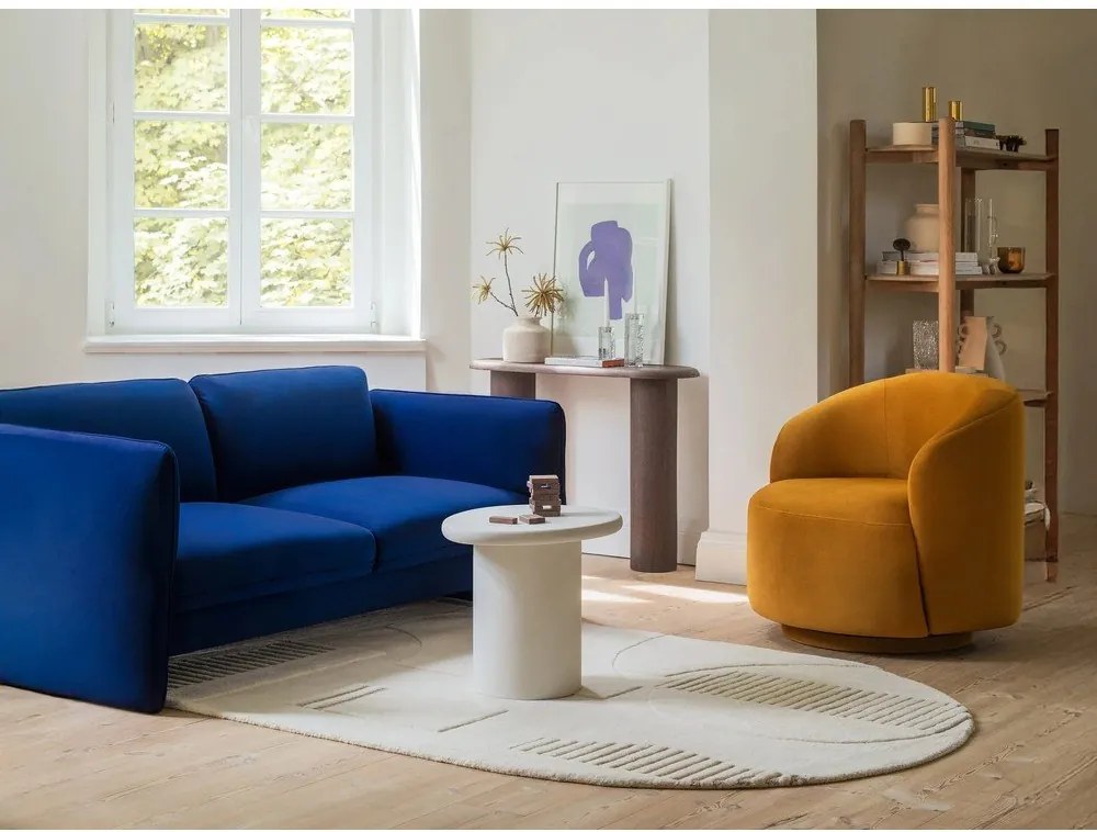 Krémovobiela zamatová pohovka 204 cm Georgia – Micadoni