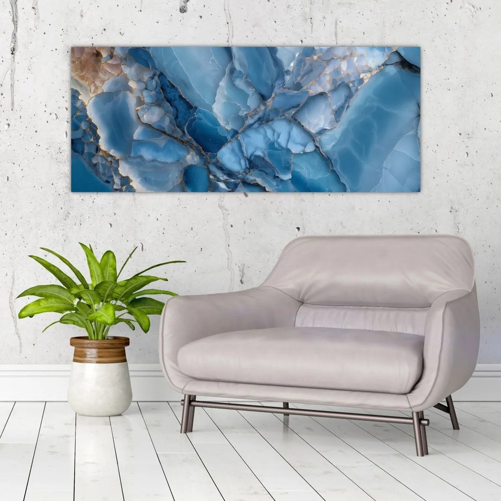 Obraz - Modrý členitý mramor (120x50 cm)