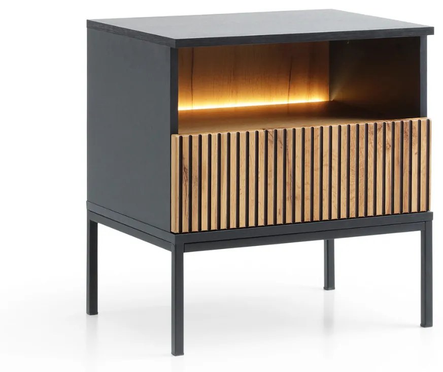 Nočný stolík Sento s LED osvetlením (S54), dub wotan