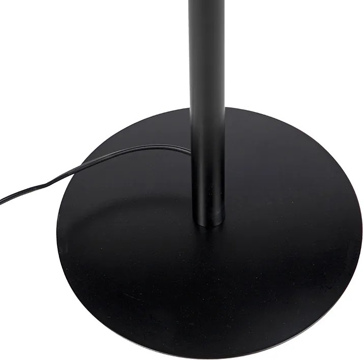 Stojaca lampa čierna s plyšovým tienidlom Peacock Gold 40 cm - Simplo