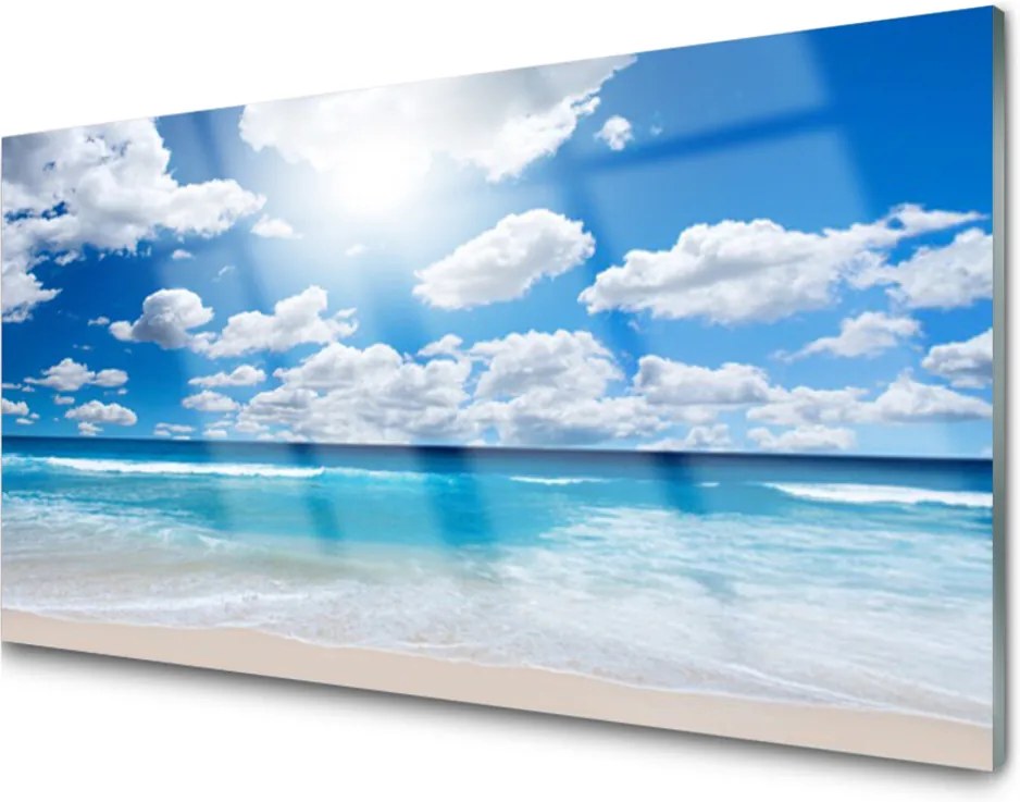 Obraz na skle More Pláž Mraky Príroda