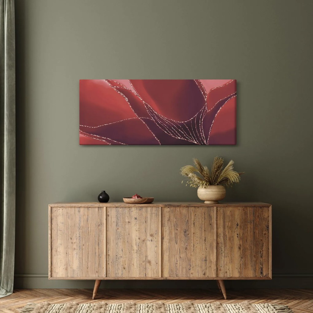 Obraz - Červená abstraktná kvetina N⁰2 (120x50 cm)