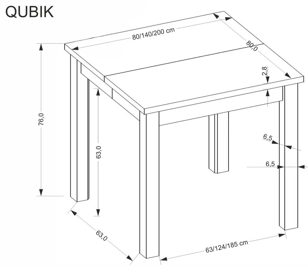Rozkládací jídelní stůl Qubik 80/200 cm dub artisan/černý