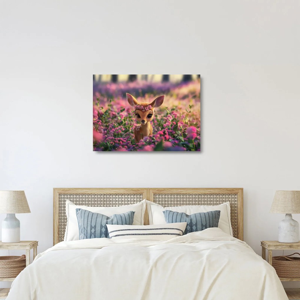 Sklenený obraz - Roztomilá srnčeka (70x50 cm)