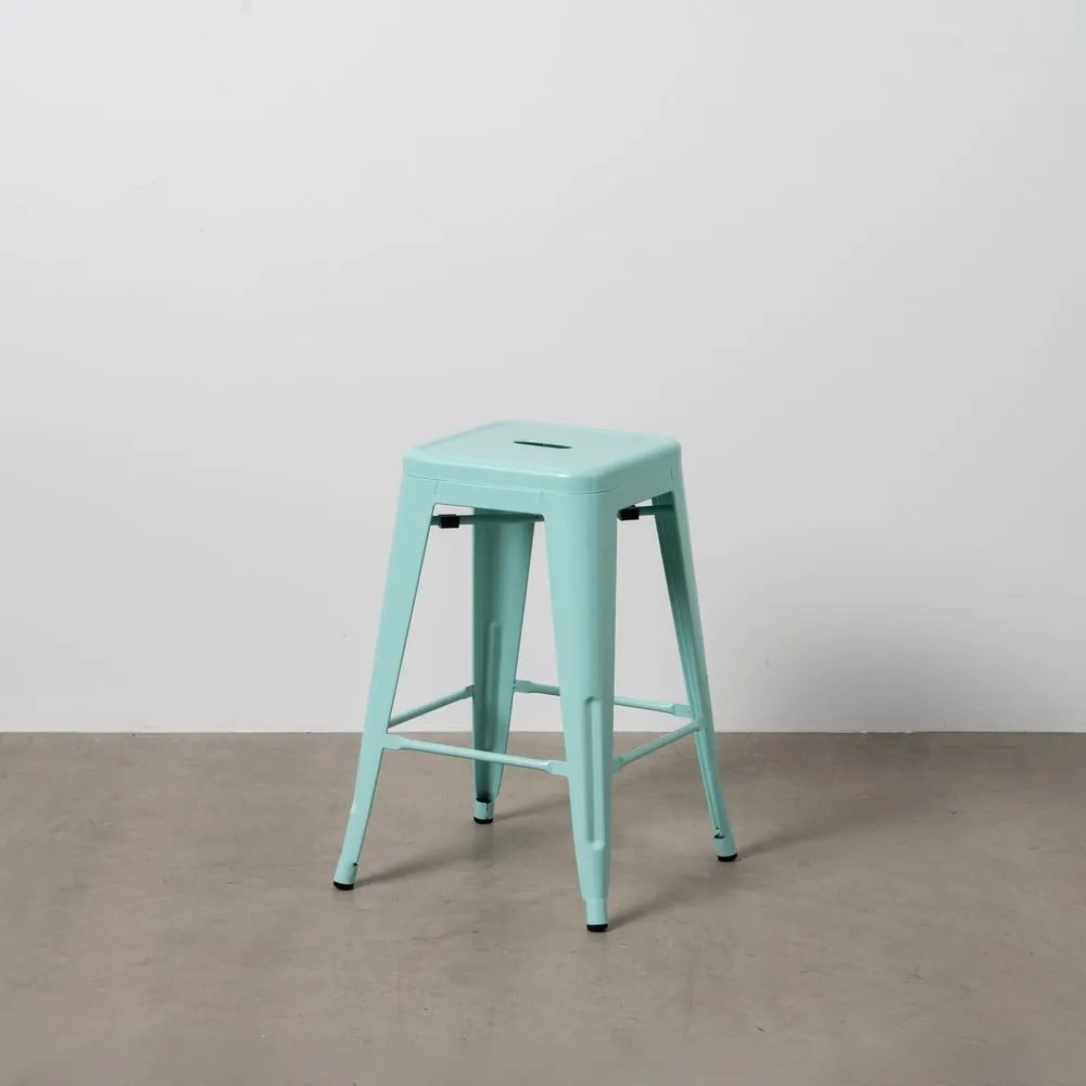 Tyrkysovomodré kovové barové stoličky v súprave 2 ks (výška sedadla 61 cm) – Ixia