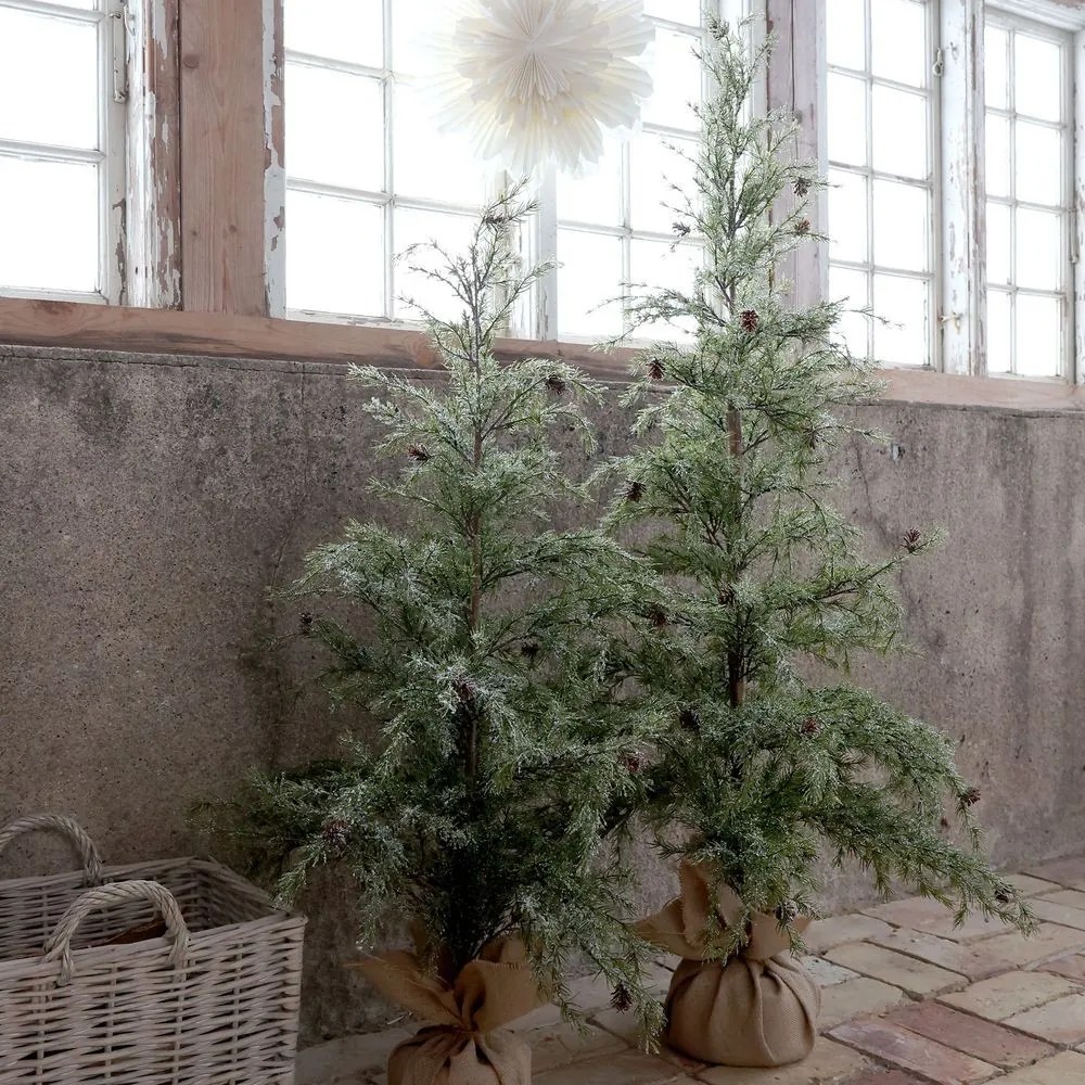 Srienistý vianočný borovicový stromček v jute a so šiškami Pine Tree - 70*150 cm