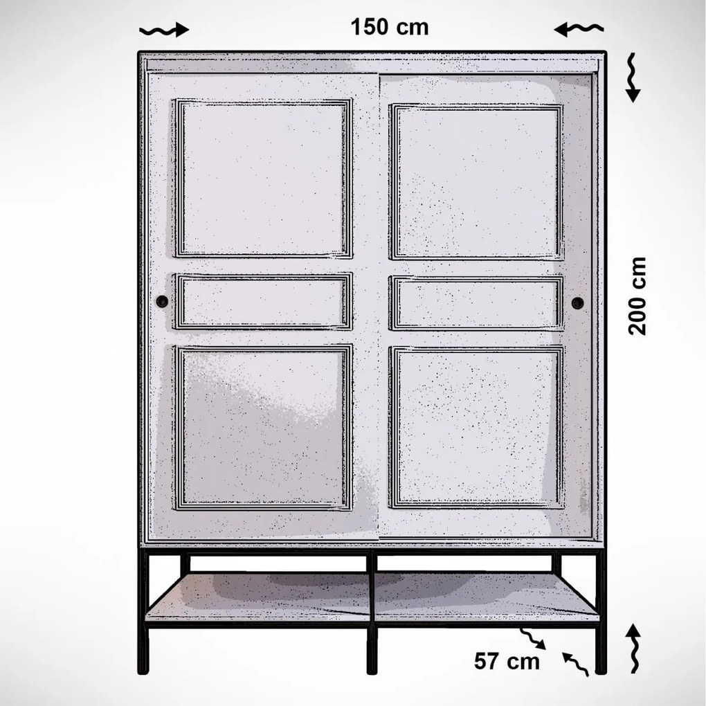 Šatníková skriňa Martin III 150 cm biely mramor/zlatá