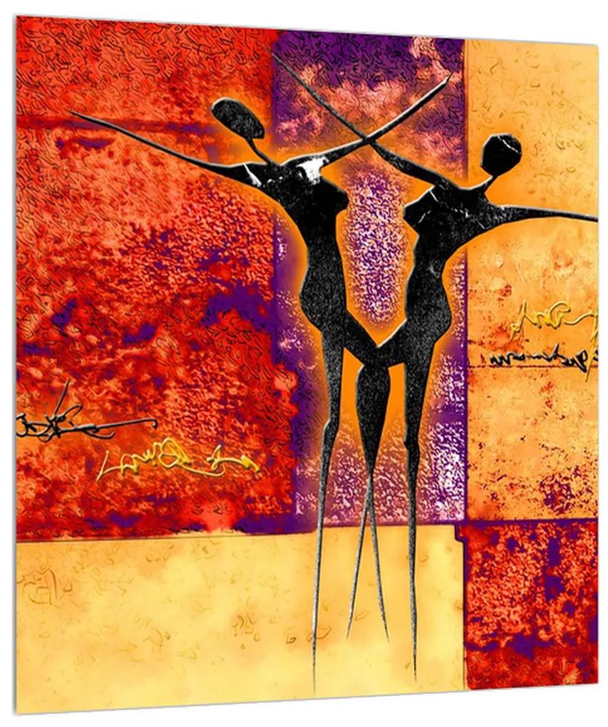 Abstraktný obraz dvoch tanečníkov (30x30 cm)
