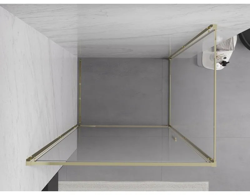 Mexen Exo, výklopný sprchový kút 70 x 95 cm, číre sklo, zlatá, 817-070-095-50-00