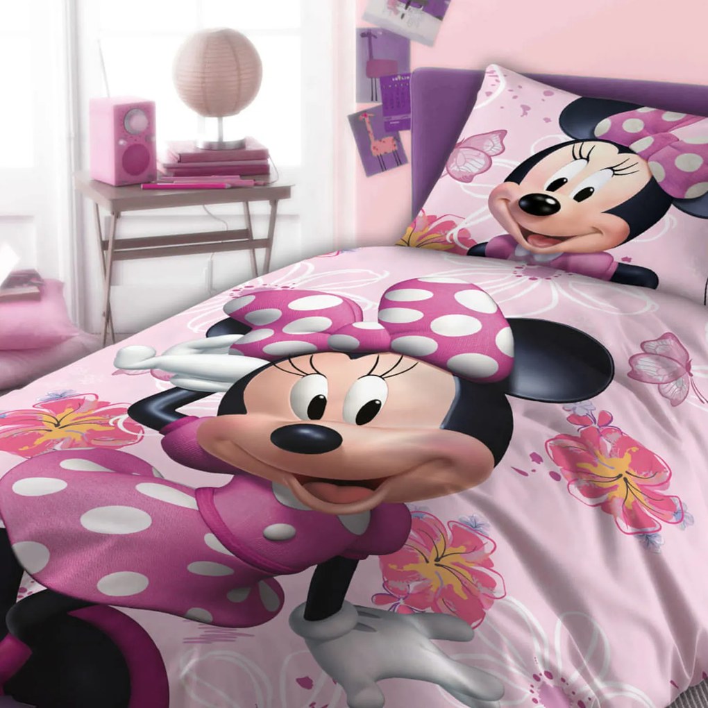 DETSKÉ BAVLNENÉ OBLIEČKY MINNIE MOUSE 140X200 CM, 1KS 70X90 CM VZOROVANÉ