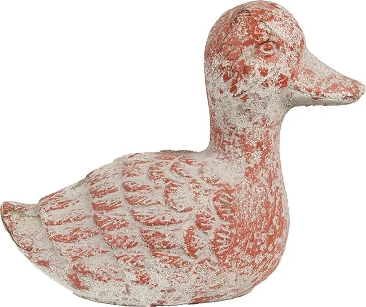 Tehlovo-sivá antik cementová dekorácia kačička Brocante - 15*8*12 cm