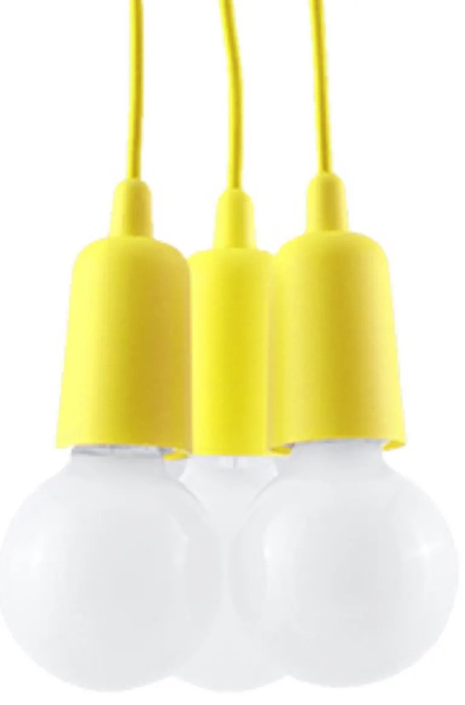 Závesné svietidlo Diego 3, žlté telo svietidla