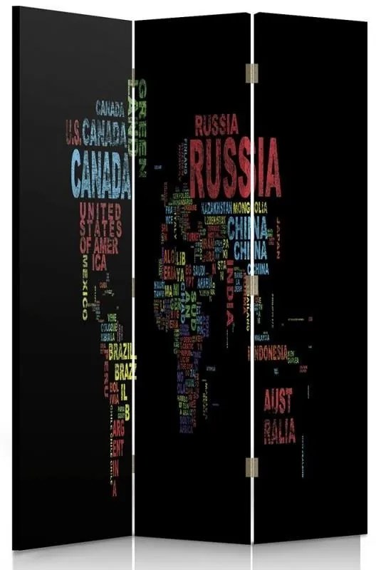 Gario Paraván Mapa sveta s nápismi Rozmery: 145 x 170 cm, Prevedenie: Klasický paraván