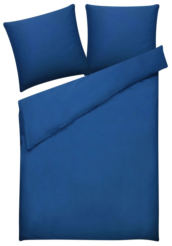 Posteľné obliečky z bavlneného saténu 155 x 220 cm modré HARMONRIDGE Beliani