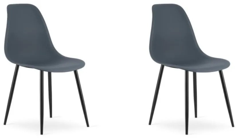 Súprava 2 ks bridlicovo sivých stoličiek OSAKA s čiernymi nohami