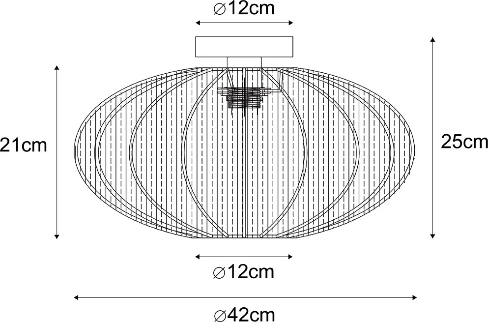 Japandi stropné svietidlo hnedé s látkovým tienidlom - Bida