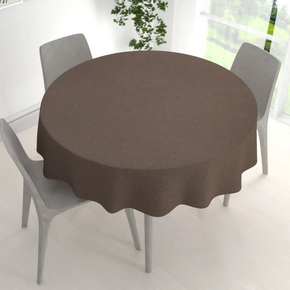 Biante Veľký dekoračný okrúhly obrus BKR-504 Hnedý Ø 220 cm