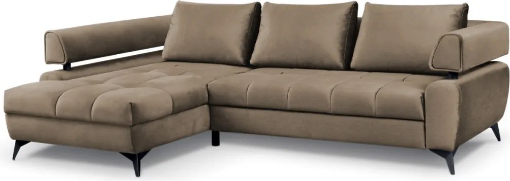 Rohová sedacia súprava Paris, svetlo hnedá látka, ľavý roh