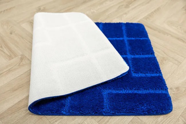 Kúpeľňový koberček Inez modrý, geometrický