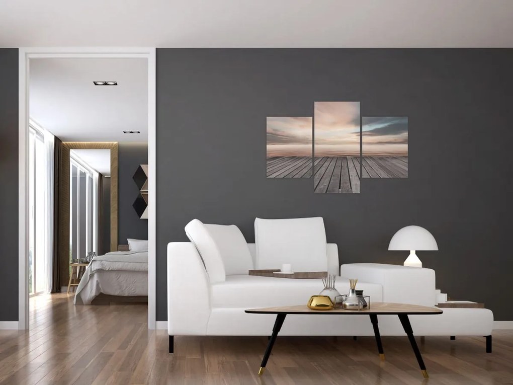 Obraz - Mólo pri západe slnka (90x60 cm)