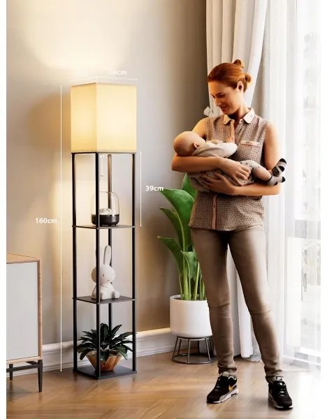 Stojacia lampa s policami 1xE27/40W/230V čierna/biela