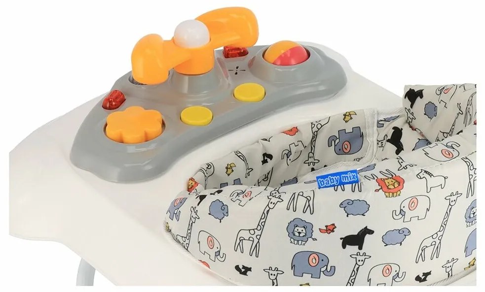 Detské chodítko Baby Mix s volantom a silikónovými kolieskami cappucino