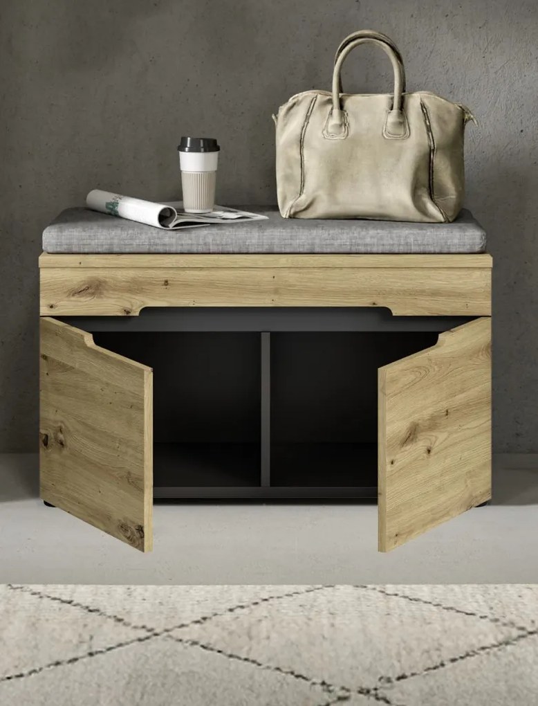 Predsieňová zostava Cano (6-dielna), šedá/dub artisan