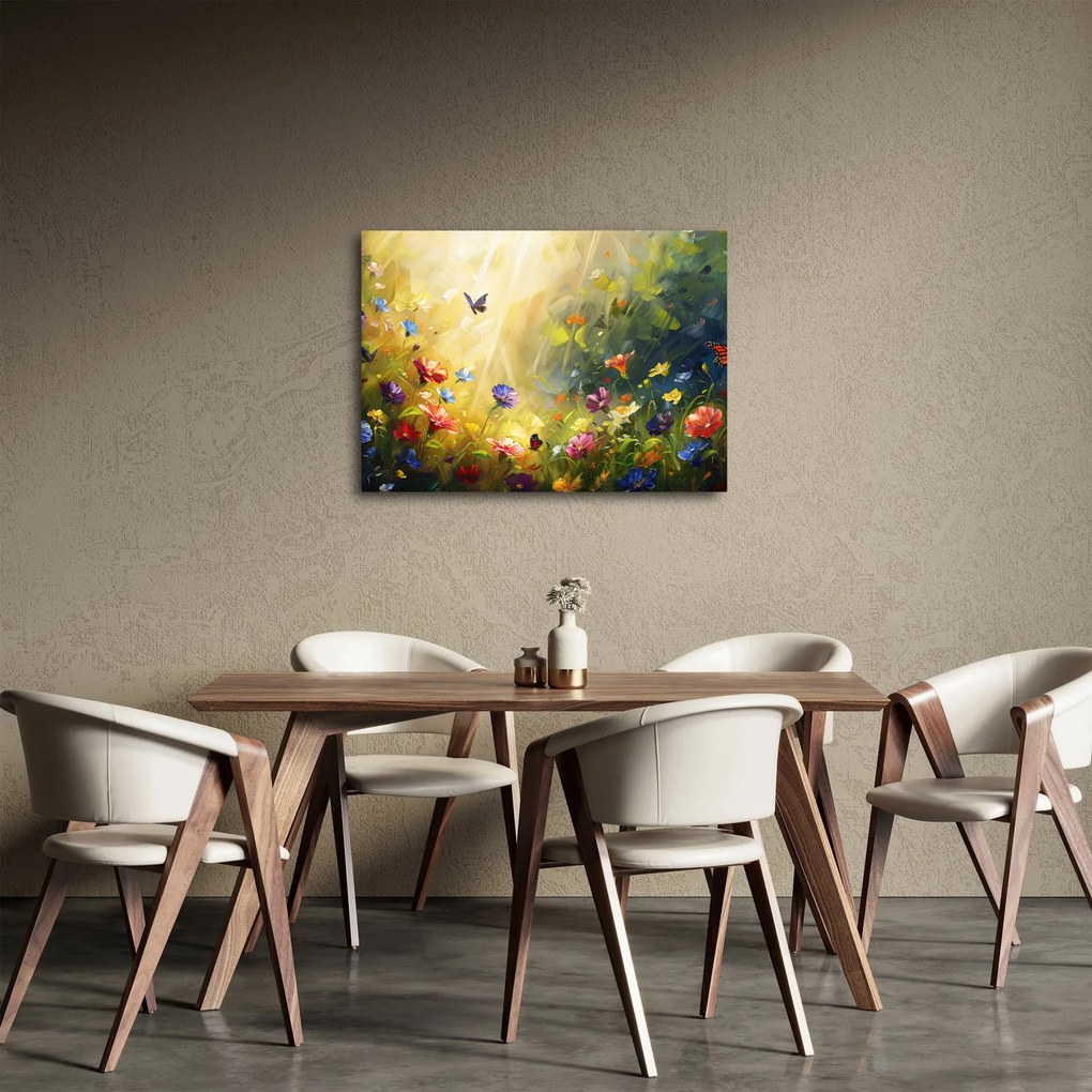 Obraz - Jarná kvetinová lúka, maľba (70x50 cm)