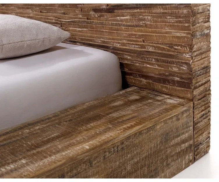 furniture-nabytek.cz - Masívna posteľ z mangového dreva, pruhovaná, lakovaná, hnedá