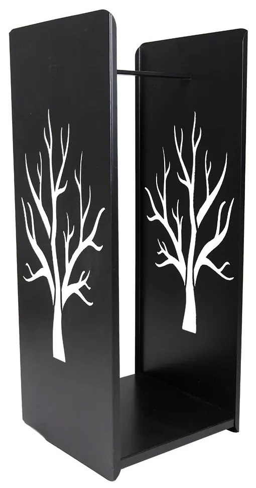 Kovový stojan na drevo Tree, 40x100 cm, čierna