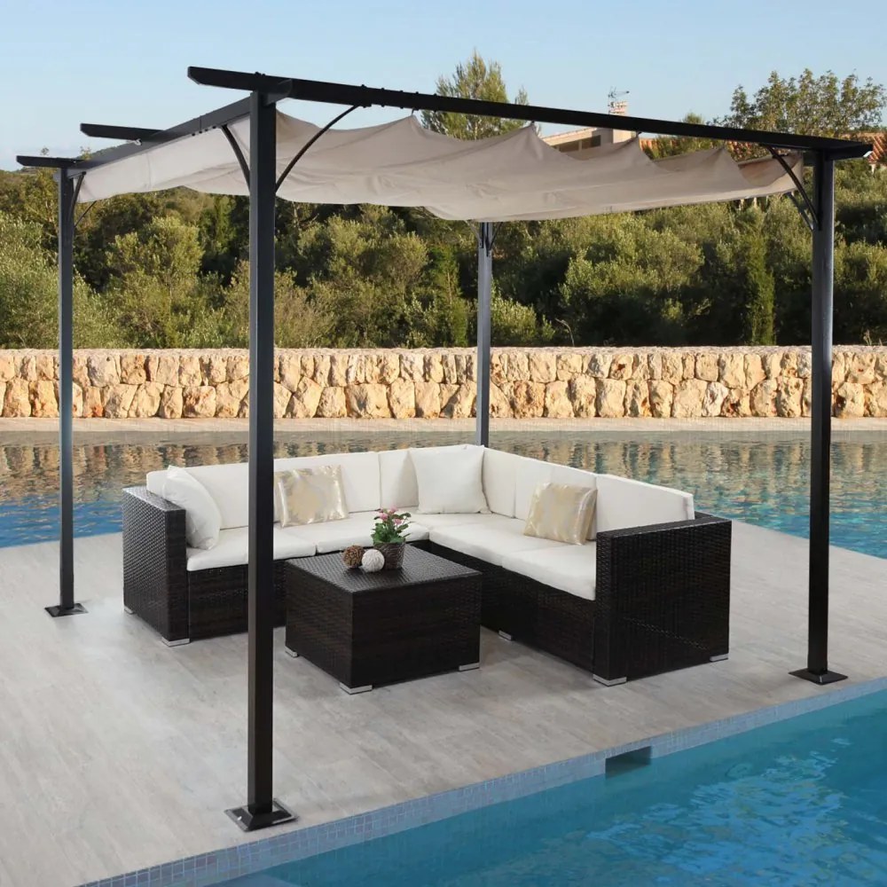 Pergola se stahovací střechou 3,5x3,5 m Dekorhome