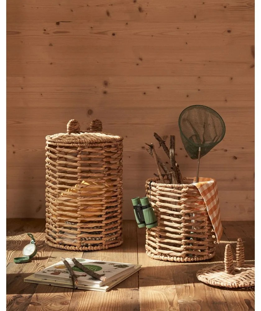 Detské koše na hračky v súprave 2 ks z vodného hyacintu v prírodnej farbe ø 30x50 cm Venezia – Kave Home