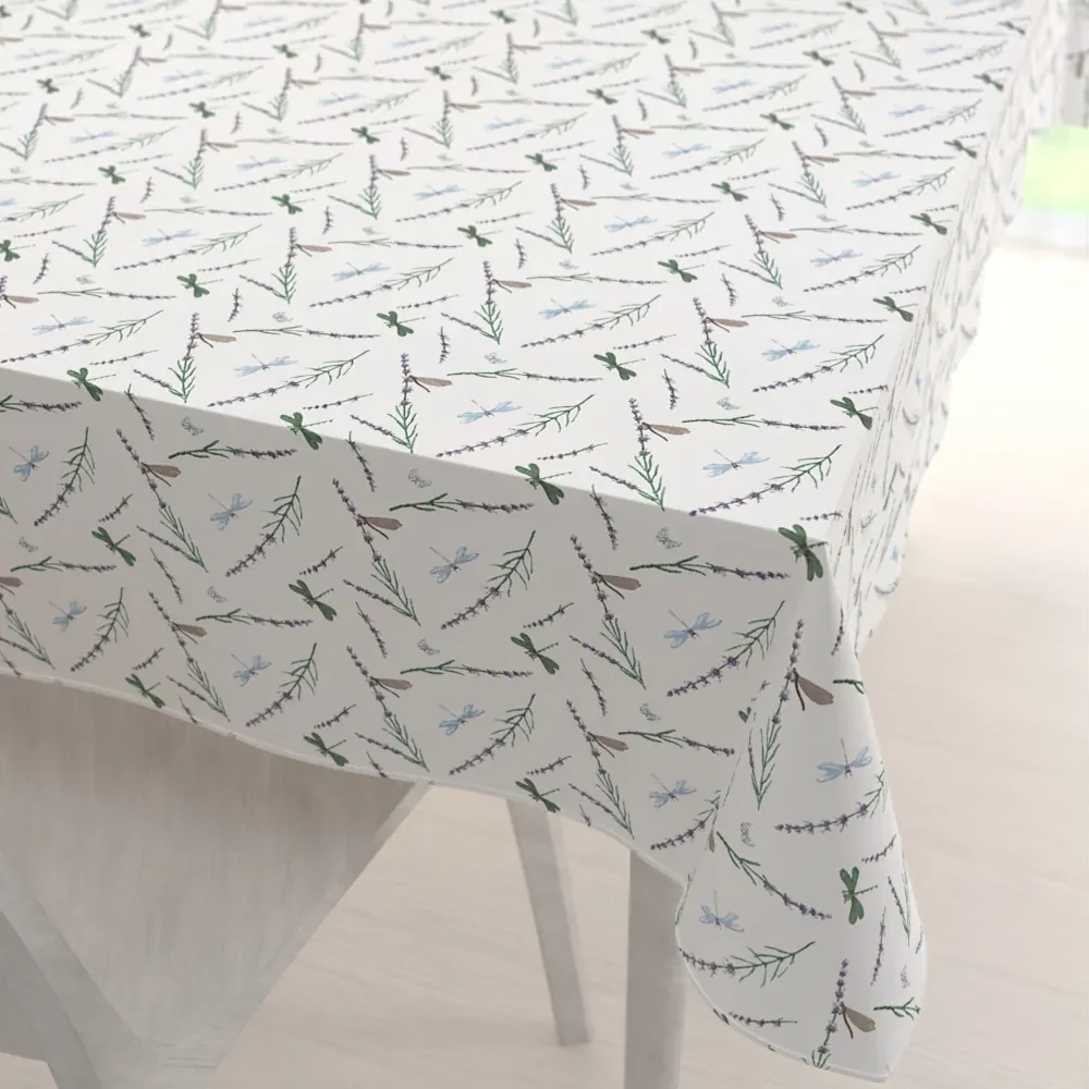 Biante Bavlnený obdĺžnikový obrus Sandra SA-560 Vážky a levandule na bielom 60x100 cm