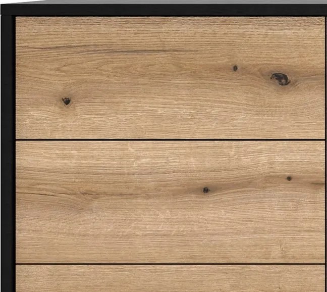 Úložná komoda so zásuvkami Diamond, čierna/dub