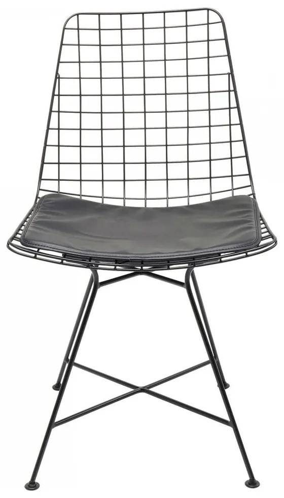 Čierna oceľová jedálenská stolička Kare Design Grid
