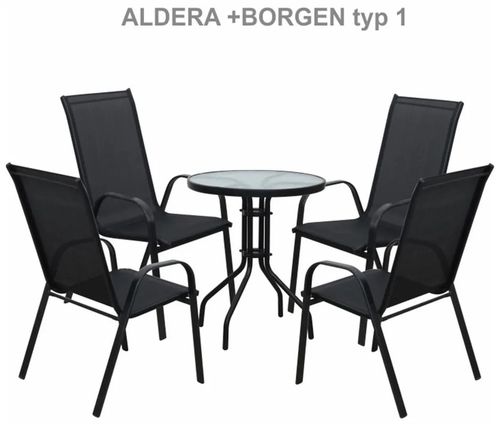 Jedálenský stôl, čierna oceľ/tvrdené sklo, BORGEN TYP 2