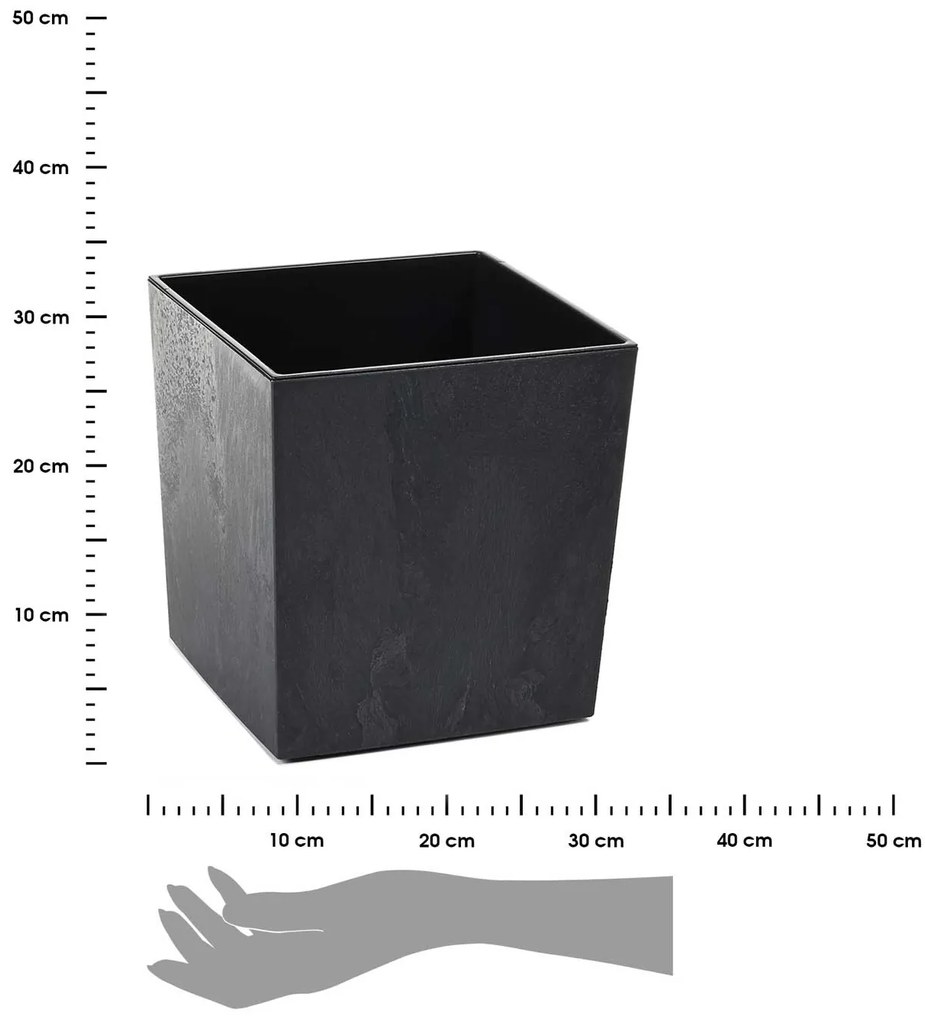 PLASTOVÝ KVETINÁČ FLORE 25X25 CM IMITÁCIA BETÓNU ČIERNA