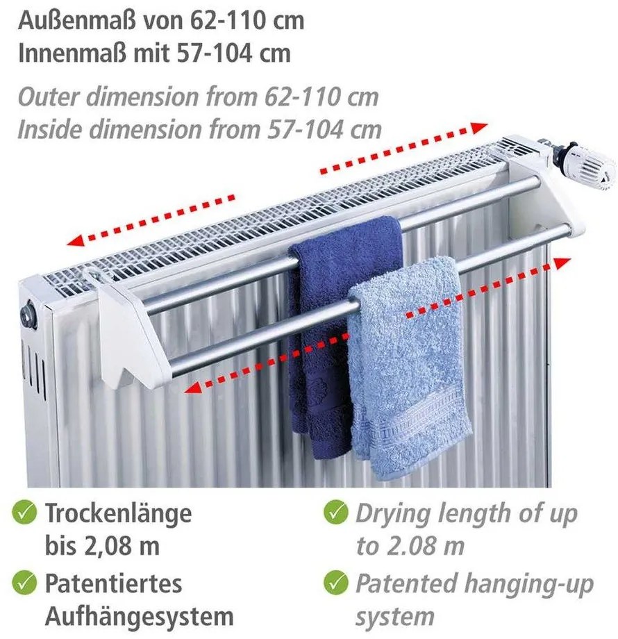 Závesný sušiak na bielizeň v striebornej farbe 2 m Twin Extendable – Wenko