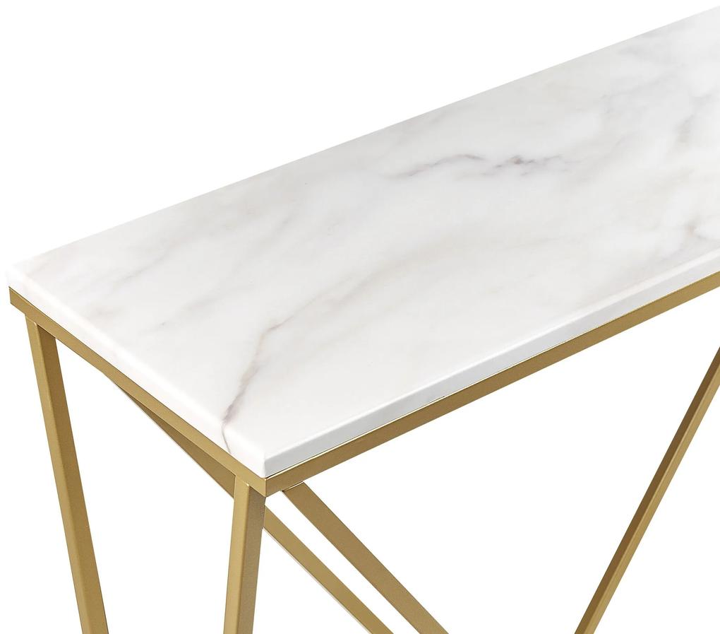 Konzolový stolík s mramorovým efektom biela/zlatá HAZEN Beliani