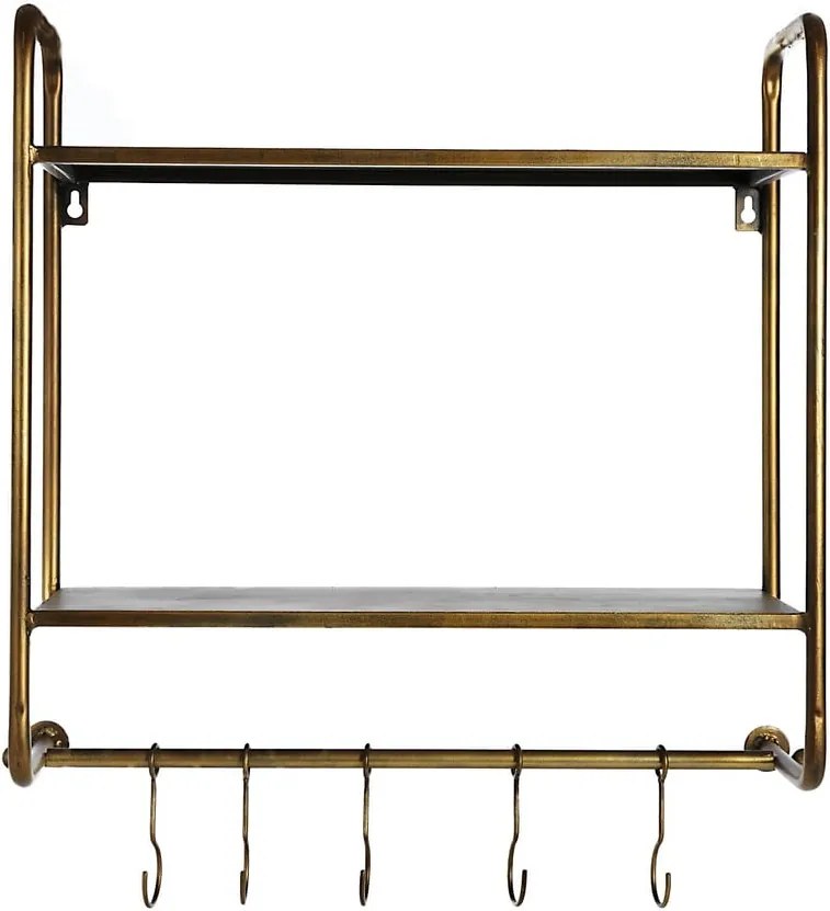 Nástenný vešiak s kovovou konštrukciou v zlatej farbe Simla Rack