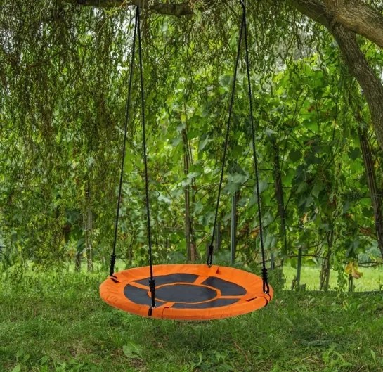 Závesná hojdačka bocianie hniezdo v oranžovej farbe 100 cm