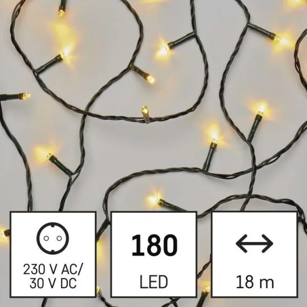 LED vianočný vonkajší svetelný reťazec 180xLED/23m IP44 teplá biela