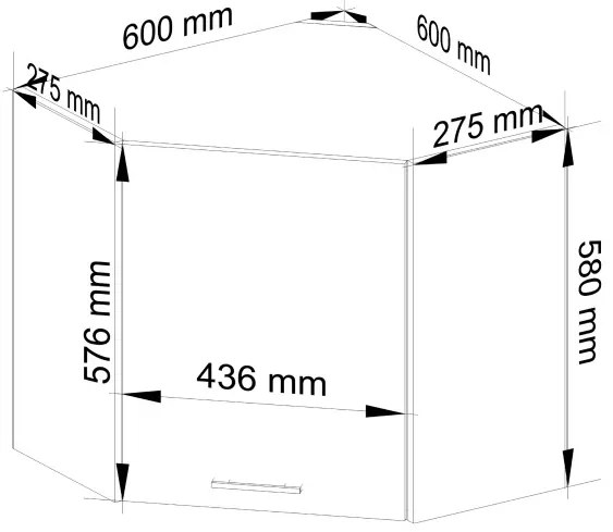 Rohová horná kuchynská skrinka OLIWIA W60/60 biela