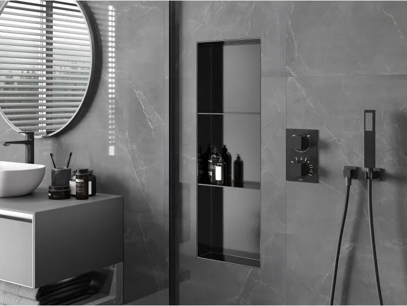 Mexen X-Wall-NR, polica na zapustenie bez príruby 90 x 30 cm, grafitová matná - 19E1903010S