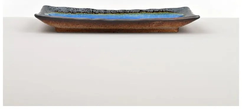 Modrý keramický servírovací tanier Mij Cobalt, 29 x 12 cm
