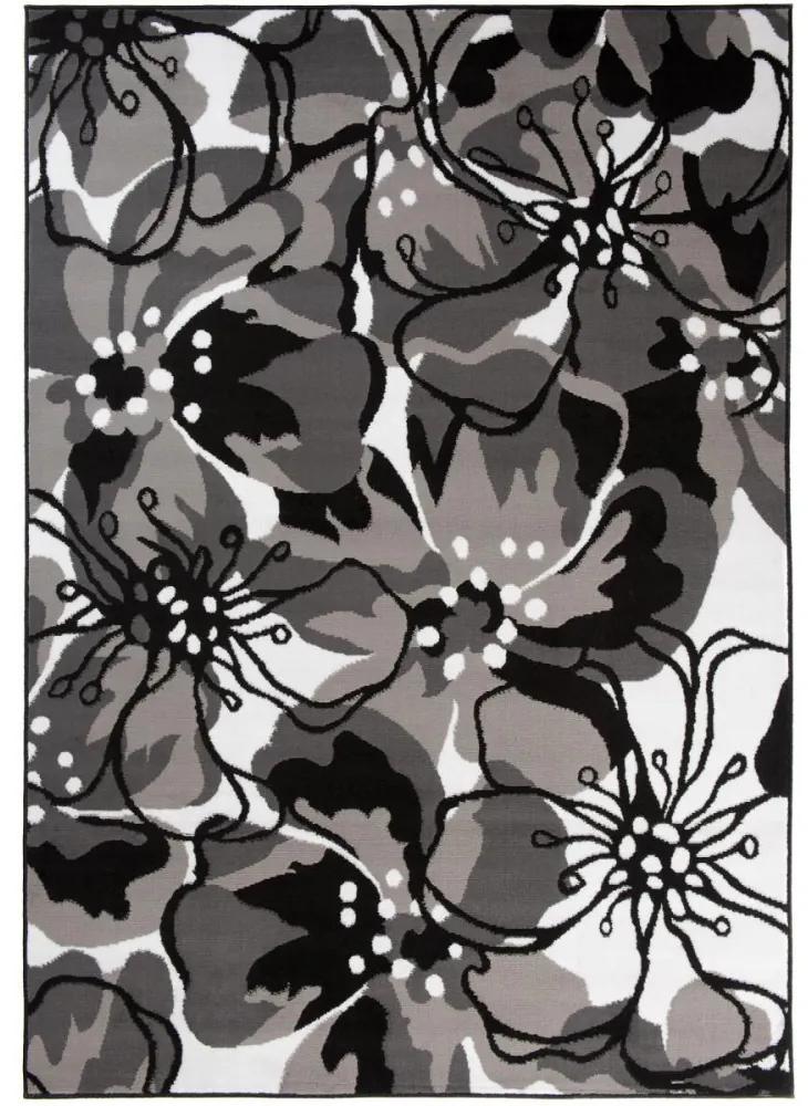 Kusový koberec PP Veľké kvety sivý 160x229cm
