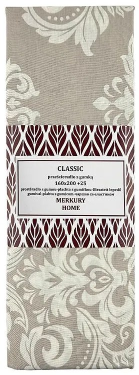 Napínacia plachta Classic bavlna ecru/svetlosivá 220x200 + 25 Merkury Home
