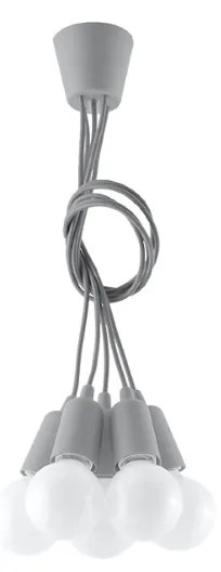 Závesné svietidlo Diego 5, sivé telo svietidla